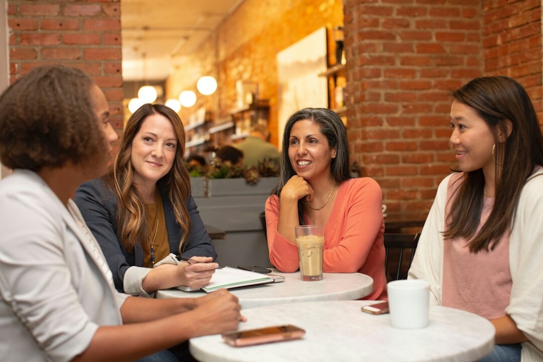 woman storytelling to group